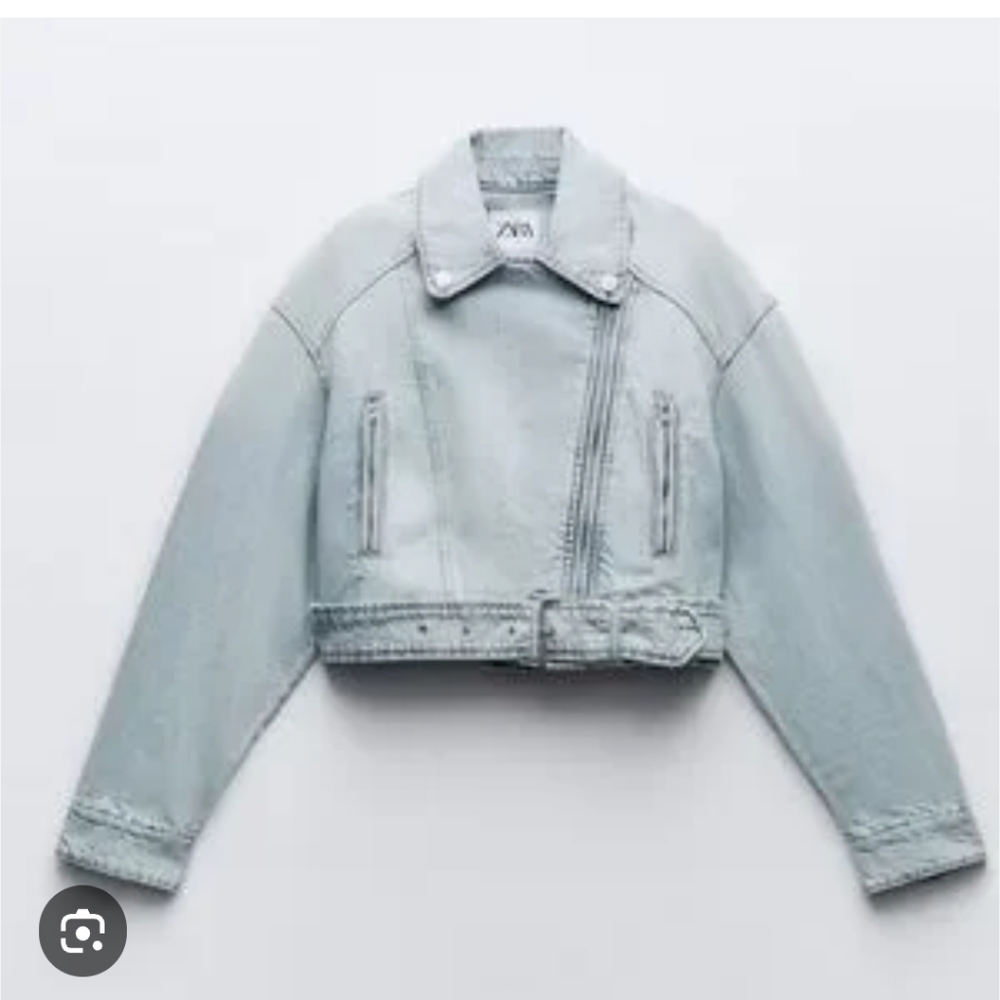 Zara Sky Blue Cropped Denim Jacket - Picture 1 of 7